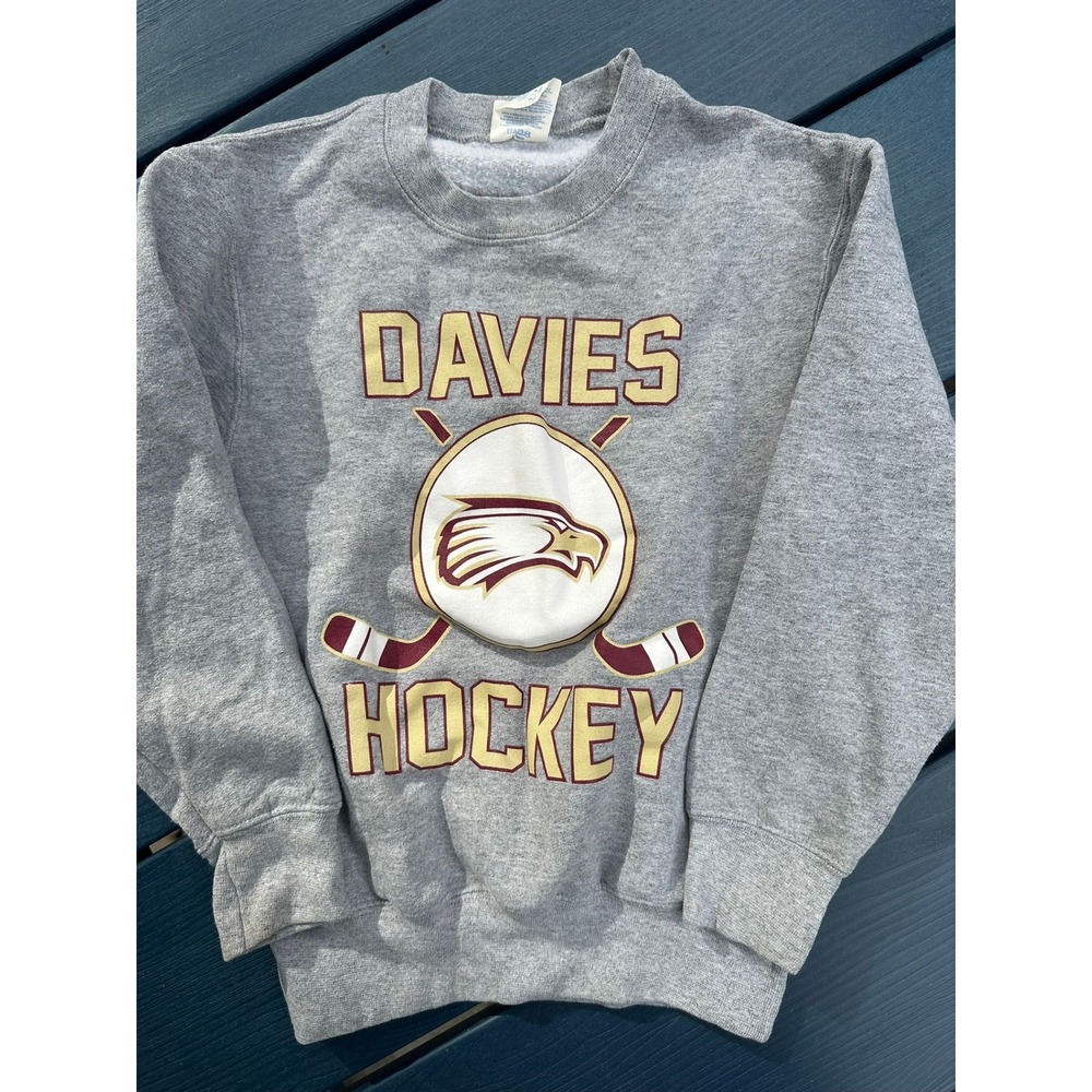 Port & Company Davies Hockey Youth Small Sweatshirt Gray Eagle Graphic Pullover
